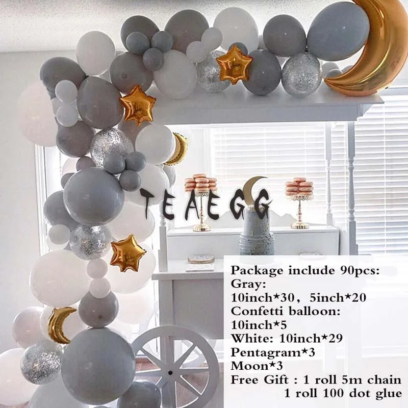 Шары из латекса Макаруны 90 шт. шары для дня рождения золотая луна фольгированные