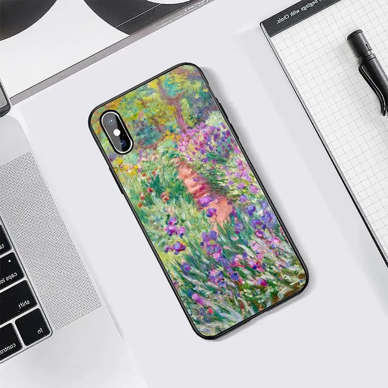 

Monet Garden Lotus Oil painting vintage Phone Case Tempered glass For iphone 5C 6 6S 7 8 plus X XS XR 11 PRO MAX