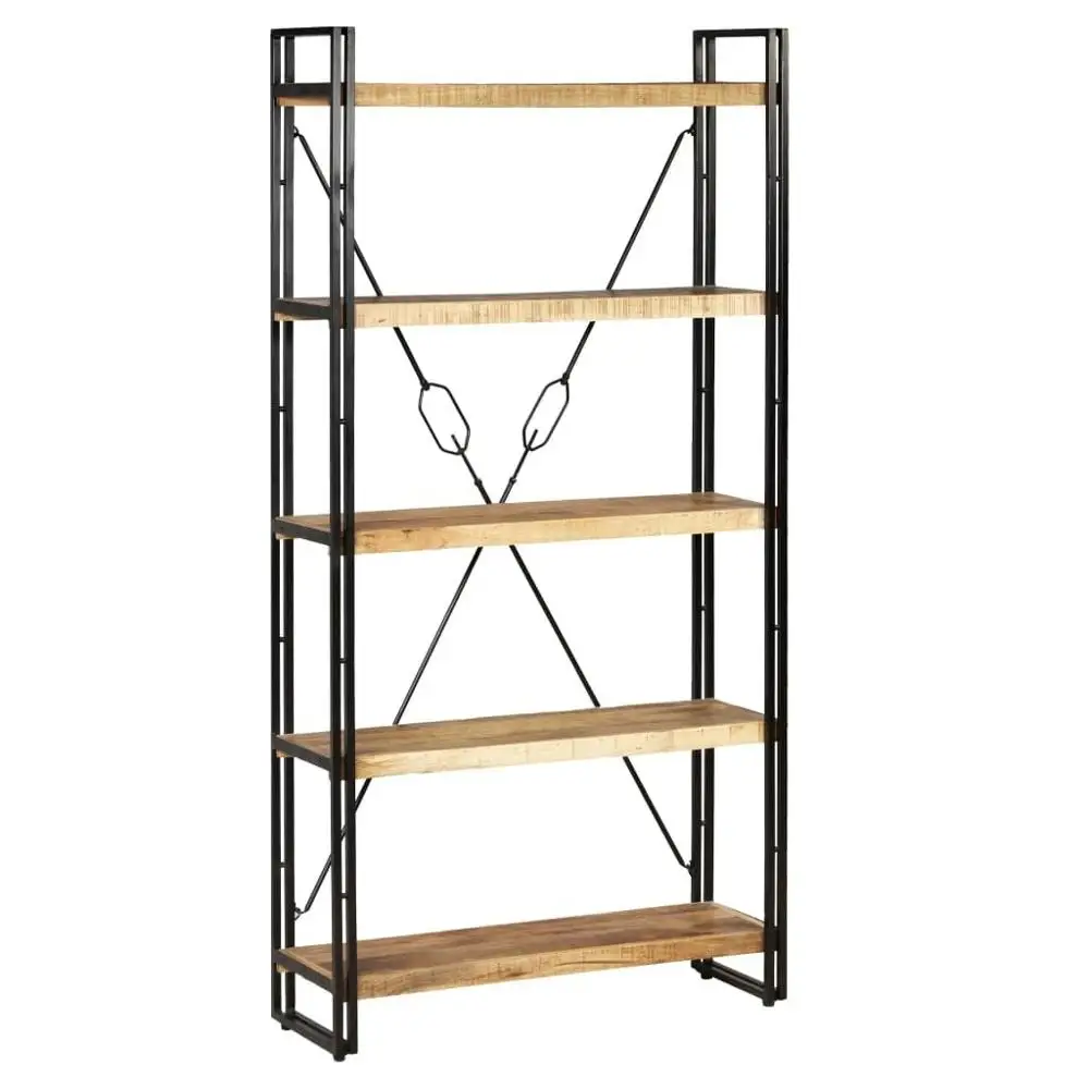 

【USA Warehouse】5-Tier Bookcase Solid Mango Wood and Steel 35.4"x11.8"x70.9"
