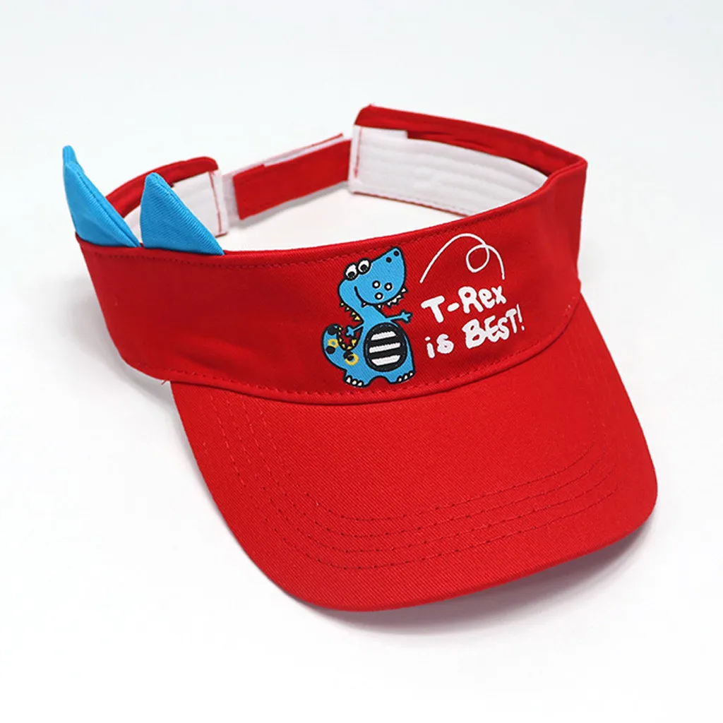 Children's Baseball Cap Shading Peaked Color Matching Cartoon Dinosaur Summer Cute Boy Hat Sun Adjustable Fit Baby | Детская одежда