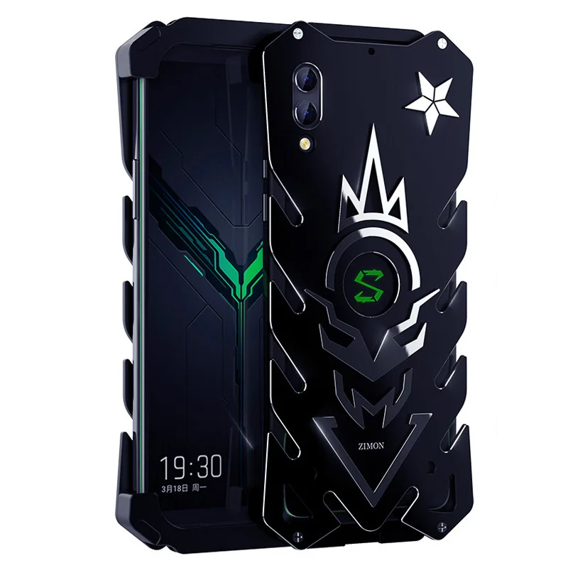 Black Fish Bone Противоударный металлический чехол ADKO для задней панели Xiaomi Black Shark 1 2 Helo, алюминиевый чехол Sword Thor для Xiaomi Blackshark 2 Pro - Цвет: Black Fish Bone