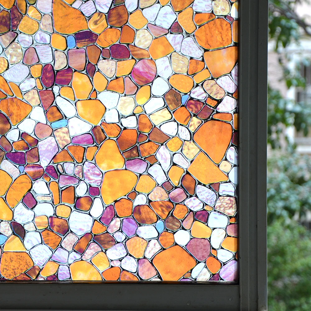 Ширина 30/45/60/90 см цветное булыжник эффект декоративная пленка для стекла