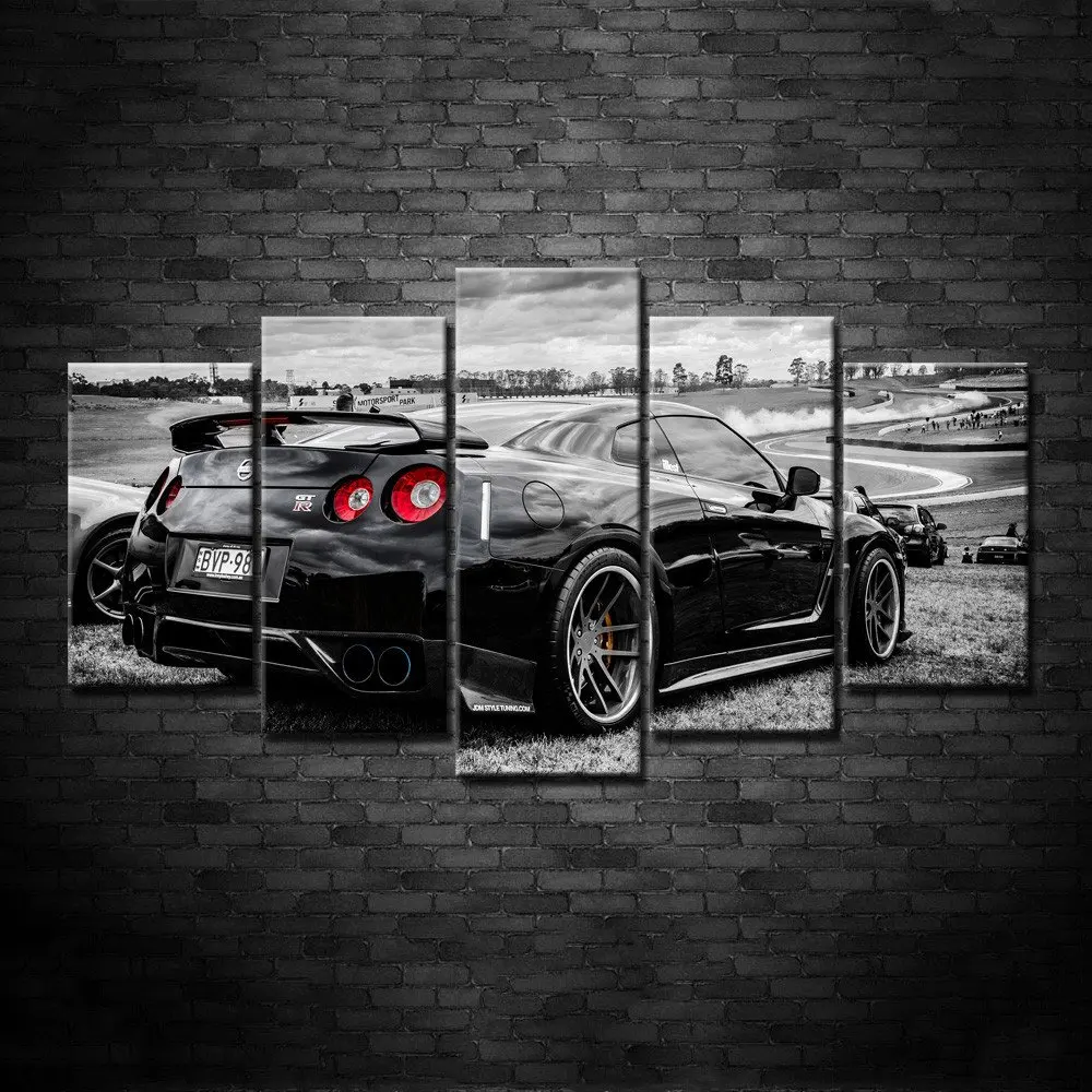 Canvas Paintings Sports Car Poster Lamborghini GTR BMW Wall Art Framework Home Decor 5 Pieces 11 Print Decorative Picture Room | Дом и сад