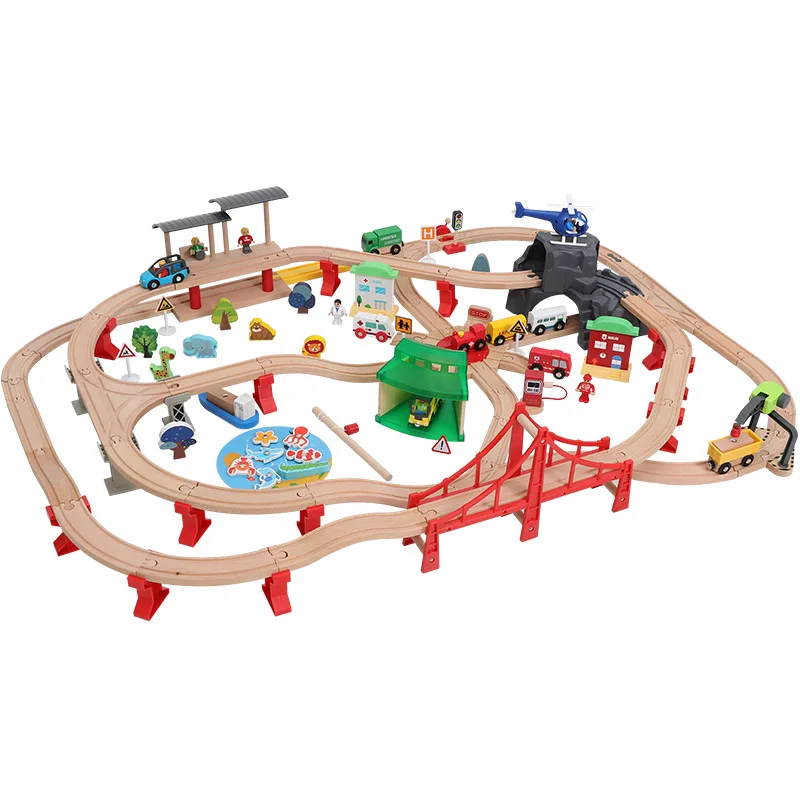 

Kids Wooden Toy Electric Train Track Luxury Oversized Suit Boys Assembling Suit Educational Educational Toy Children's Day Gifts