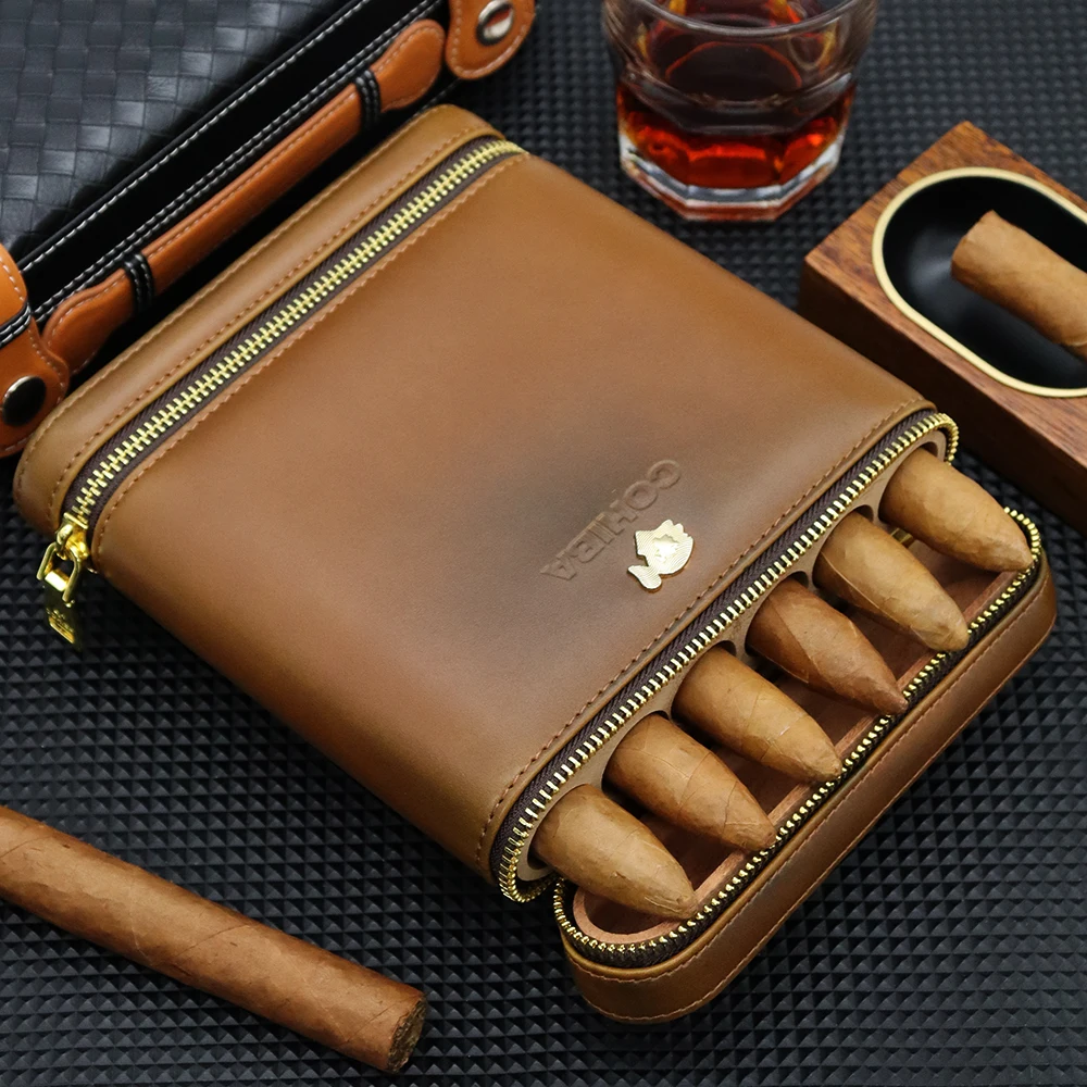 Горячая Распродажа COHIBA Портативный кожаный чехол для сигар хьюмидор 6 подставка