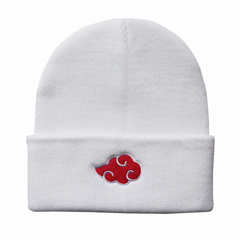 

Anime Akatsuki Uchiha Knitted Cap Cosplay Embroidered Red Cloud Keep Warm Fans Men Women Boys Girls Elastic Hat Gift