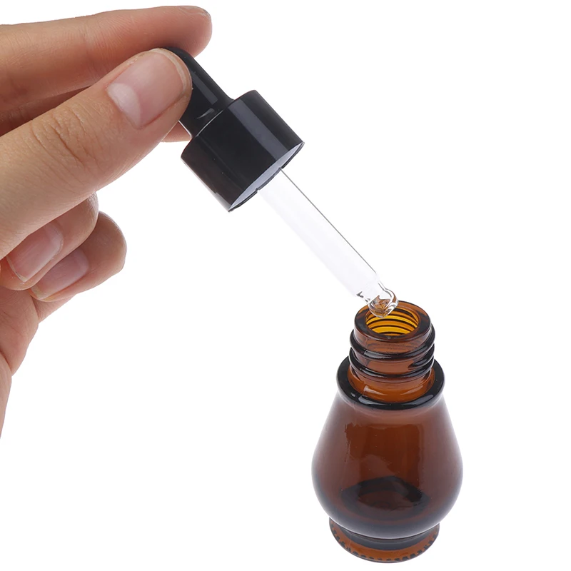1PC 10/20/30/ml Amber Glass Dropper Bottle Essential Oil Perfume Pipette Bottles Refillable Empty Container