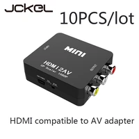 10pcslot hdmi compatible to rca av cvbs component converter scaler 1080p adapter cable box for monito video hd support ntsc pal
