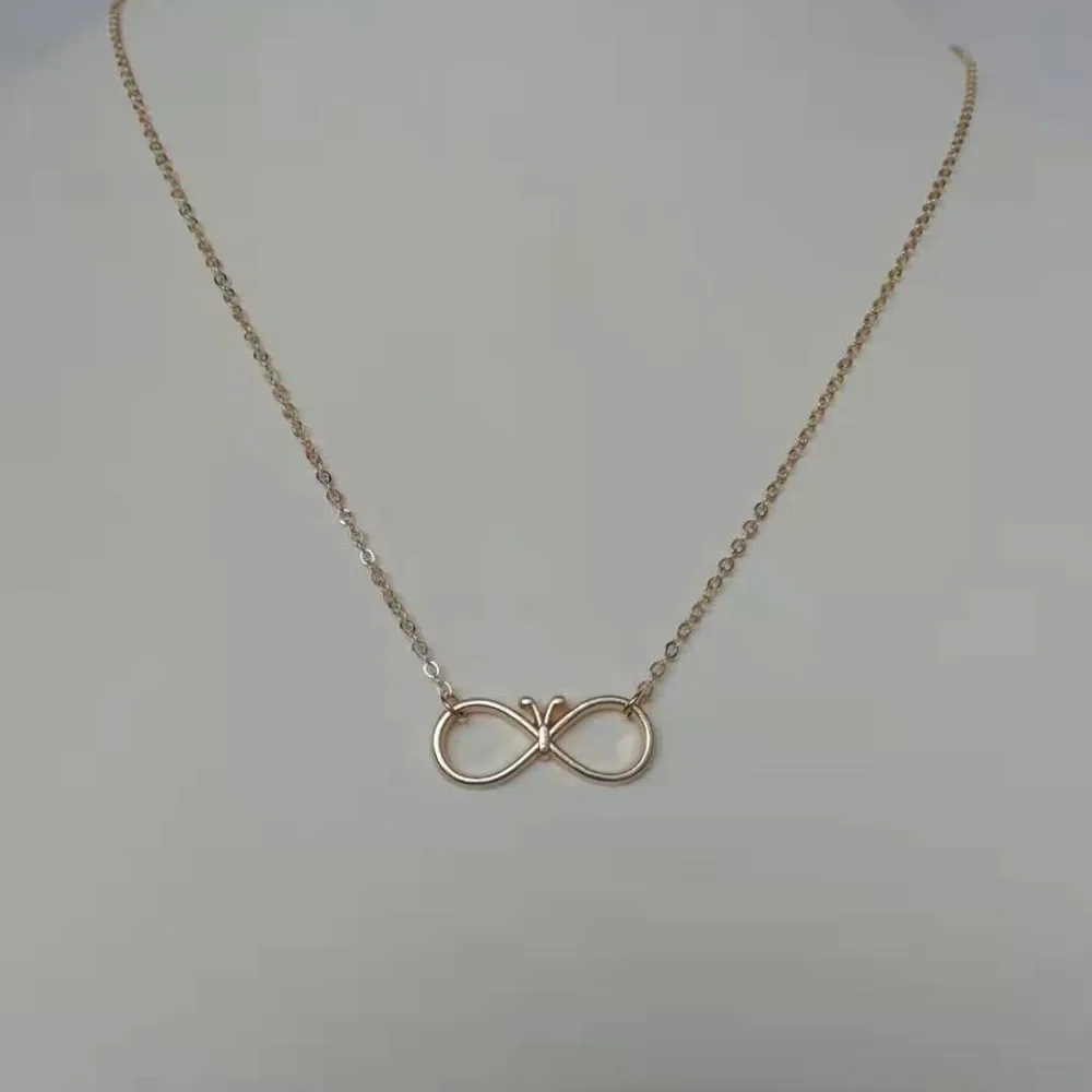 Модное ожерелье бесконечность бабочка кулон для женщин короткая цепочка