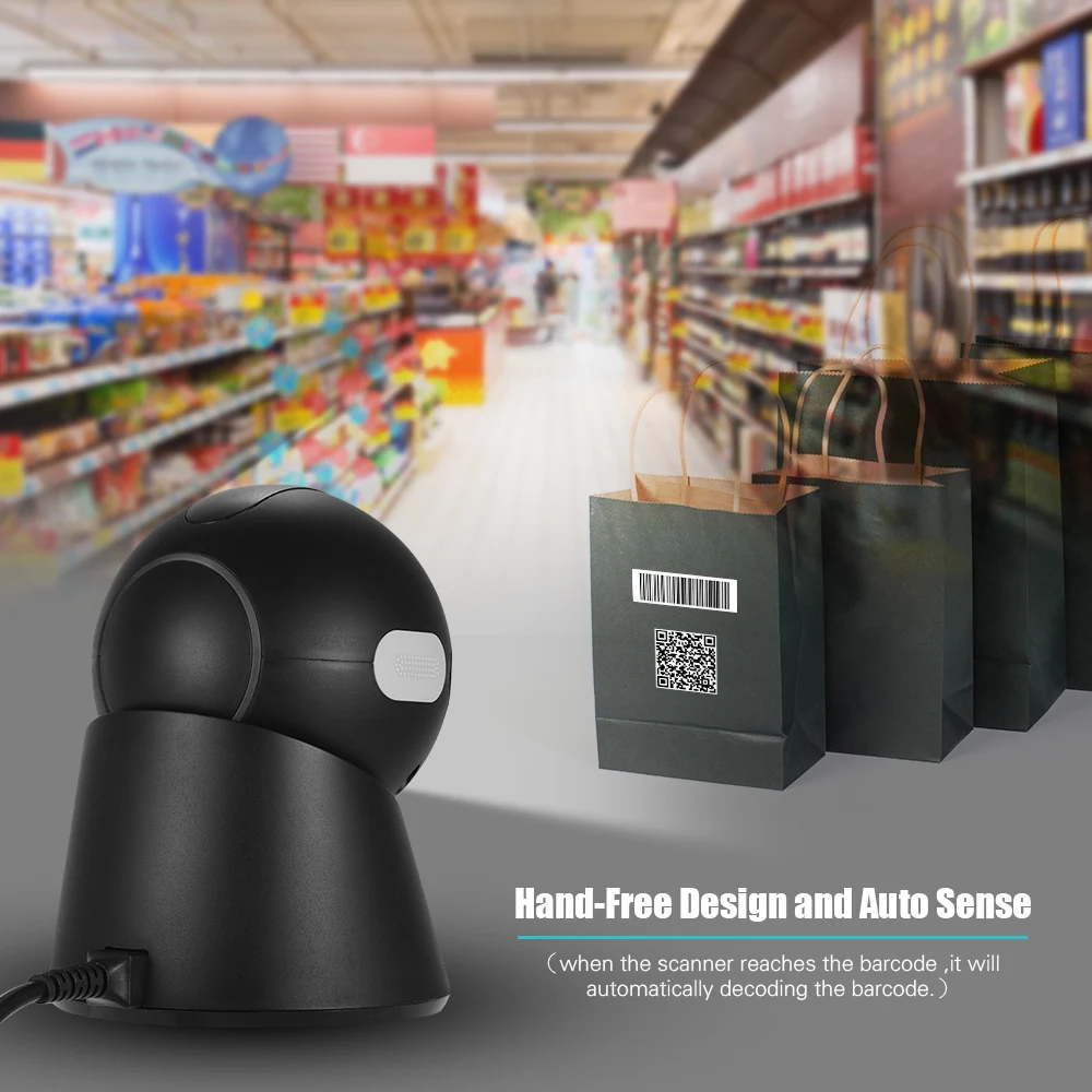 Aibecy YHD-9100 Настольный 1D/2D/QR сканер штрих-кода USB проводной считыватель штрих-кодов