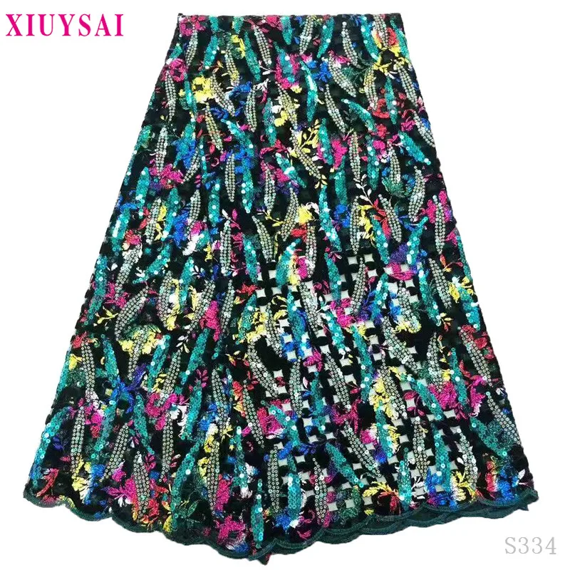 Новейшая африканская Бархатная тюль с блестками кружевная ткань высокого