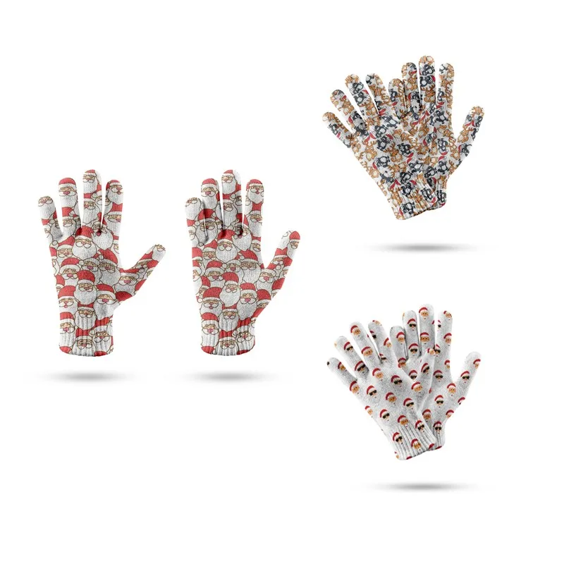 

Christmas Knitting Driving Touch Gloves Cotton Unisex Full Cute Finger Mittens Winter Fashion Accessories Prop Daily Gifts
