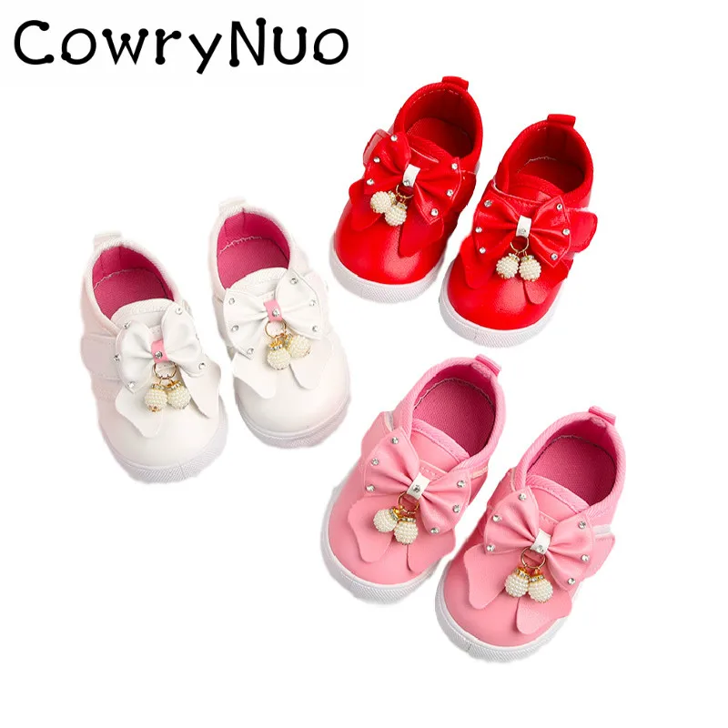 Стельки 11 5-14 см новинка с бусинами мягкой подошвой обувь бантом из ПУ для