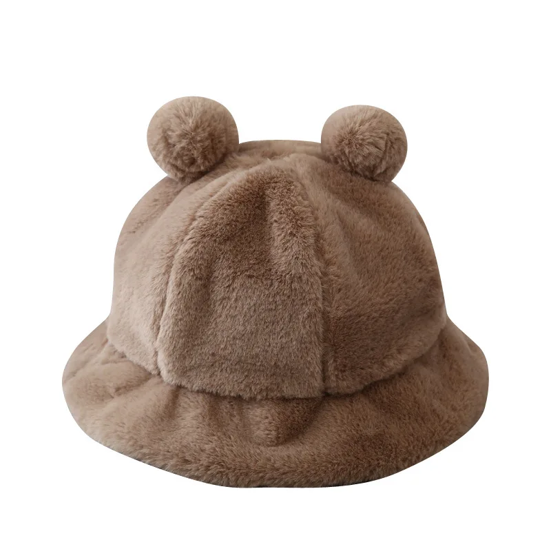 

Autumn Cotton Fisherman's Hat Warm Outdoor Sports Mickey Lovely Female Basin Cap Windproof And Sunshade Flat Top Hat In Winter