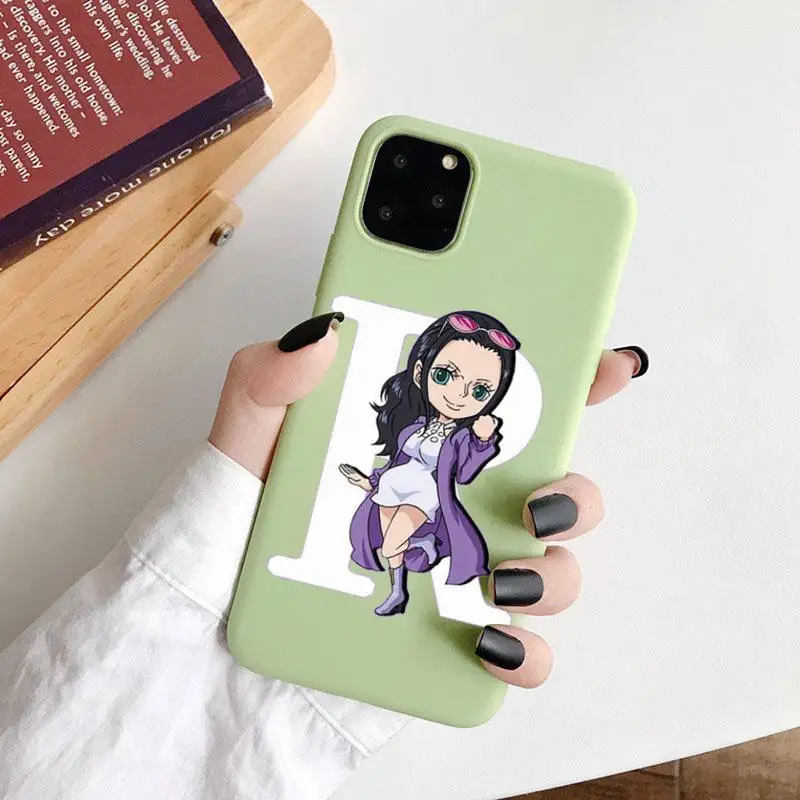 

Anime One Piece straw hat Luffy Phone Case Green Candy Color for iPhone 6 7 8 11 12 s mini pro X XS XR MAX Plus