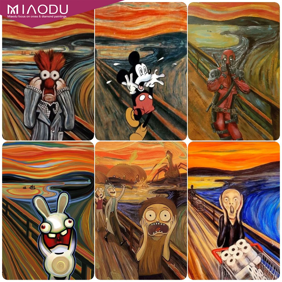 

Disney Deadpool Mickey Mouse Spoof Famous Painting The Scream Abstract Diamond Painting Cross Stitch Kits Embroidery Home Decor