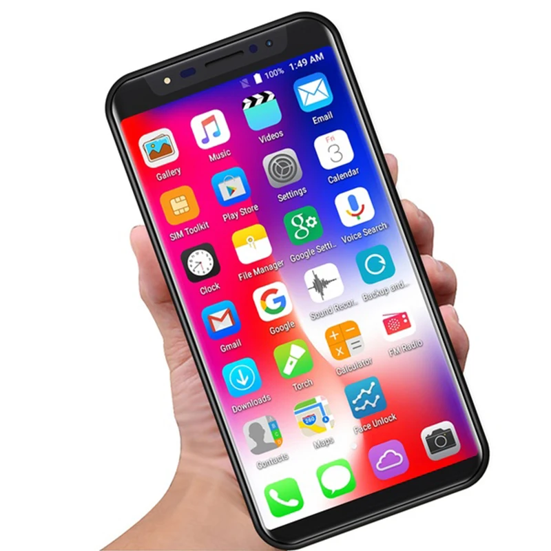 Разблокированный Android смартфон XS 5," дюймов HD полный экран Смарт мобильный телефон Лицо ID Google Play БЕСПЛАТНО 3,5 мм наушники подарок
