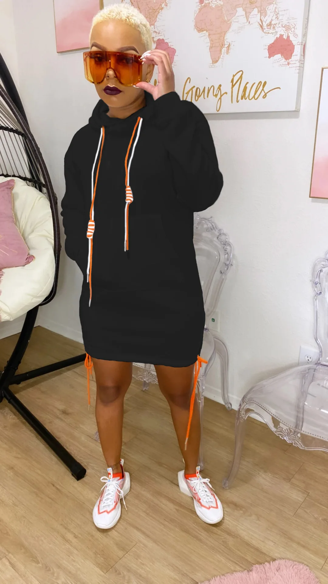 Oversized Hoodie Women Dress Streetwear Goth Long Sleeve Hoodies Sweatshirt Autumn Winter Clothes 2020 Casual Pullover | Женская одежда