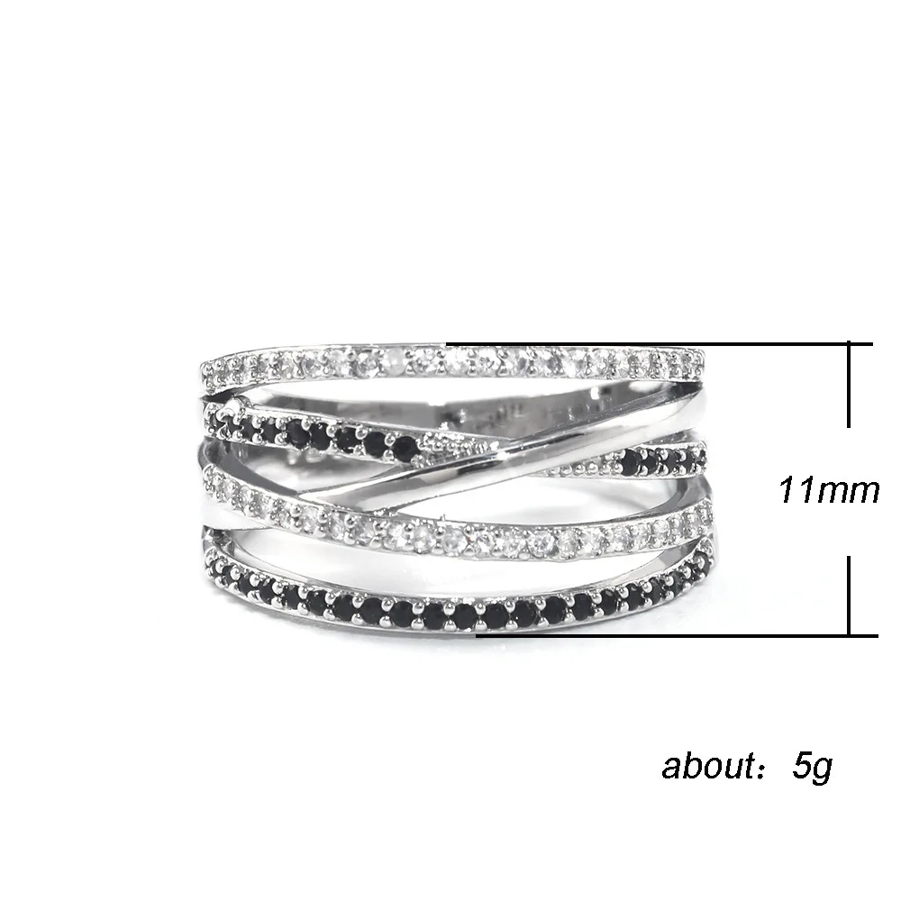 

New Punk Style Index Finger Ring Women Inlaid Black and White Stones Adapt To The Party Gift Cool Woman Charm Jewellery Rings