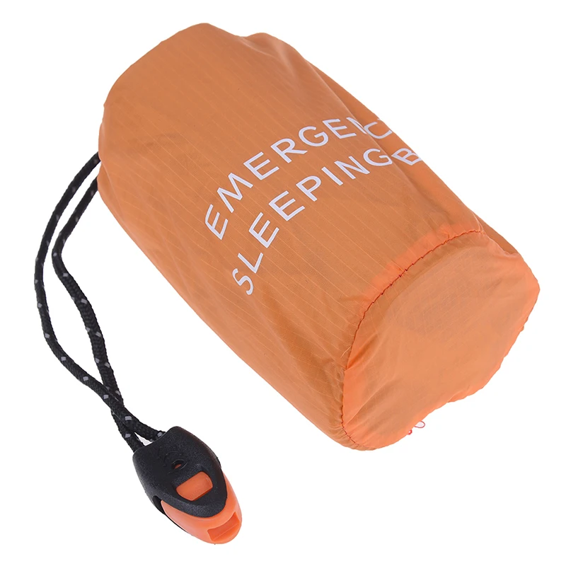 

1 Pcs Outdoor Emergency Sleeping Bag Thermal Survival Camping Travel Bags Reusable Emergency Sleeping Bag with Whistle