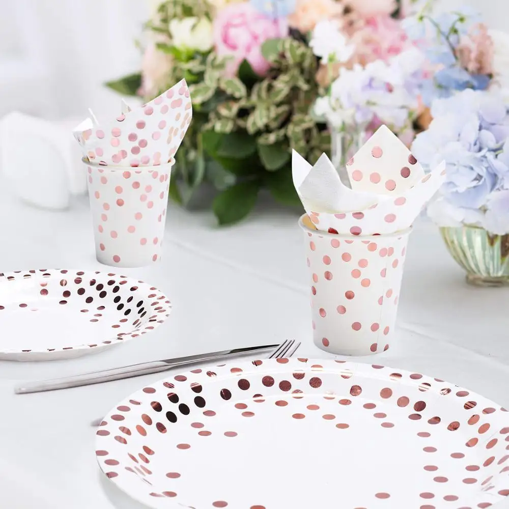 

10pcs Rose Gold Paper Cup For Birthday Party Decoration Anniversaire Party Supplies Disposable Set Gender Reveal Party Favor