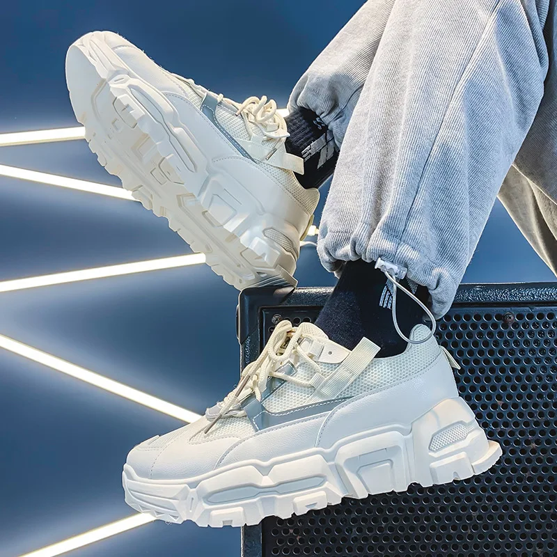 

White Women Shoes New Chunky Sneakers For Women Lace Up Vulcanize Shoes Casual Fashion Dad Shoes Woman Platform Sneakers Basket