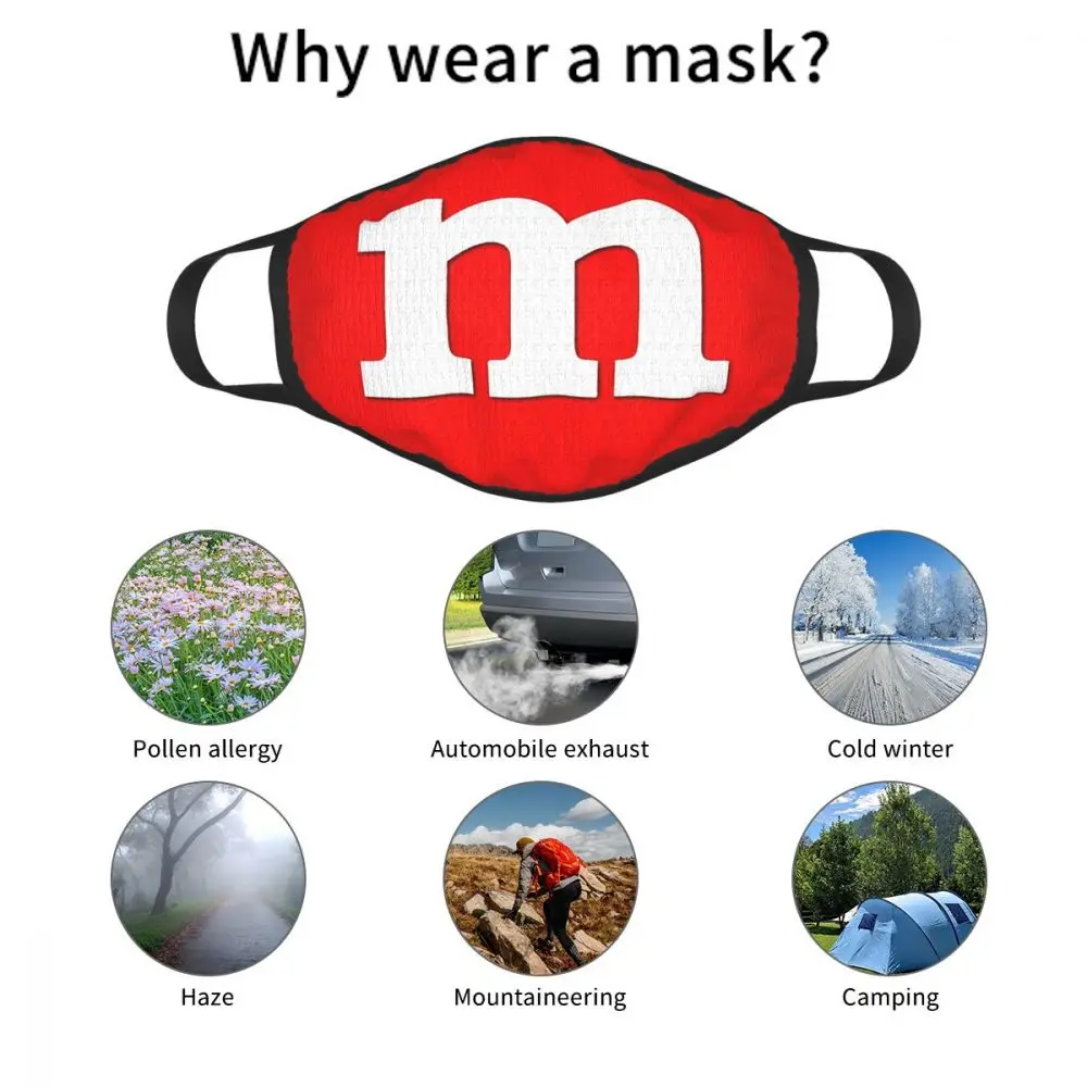 

M&M Chocolate Candy Non-Disposable Mouth Face Mask Food Anti Haze Dustproof Mask Protection Cover Respirator Mouth Muffle