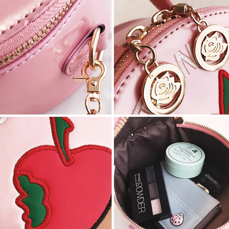 

CASMOR Women Circular Bag INS Fashion Creative Fruit Pattern Shoulder Bags Ladies Wild Shoulder Messenger Bag Girls Party Bag