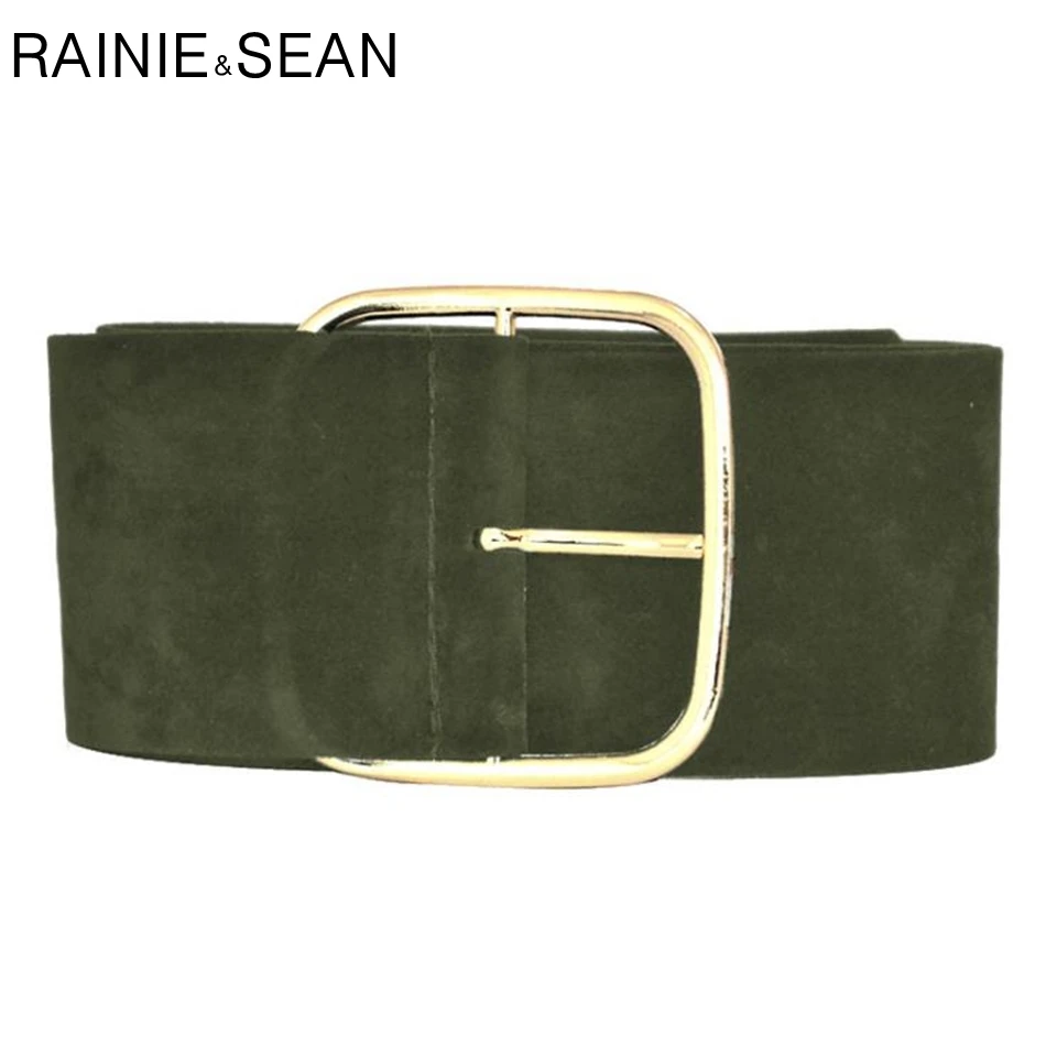 Ремень RAINIE SEAN замшевый Женский широкий пояс для платьев черный армейский зеленый