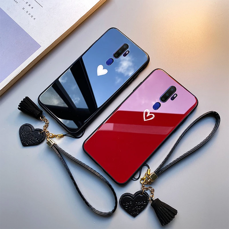 Чехол для Xiaomi Redmi 8 8A Note Pro S2 K20 жесткий стеклянный чехол с бесплатным ремешком и