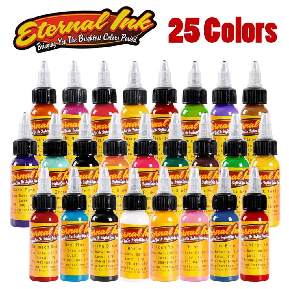 Профессиональный Красный черный синий цвет 25 Цвет Постоянный татуировки вечная