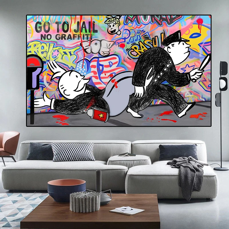 

Monopoly Alec Love Series Canvas Painting Funny Graffiti Wall Art Posters and Prints Living Room Bedroom Home Decoration Picture