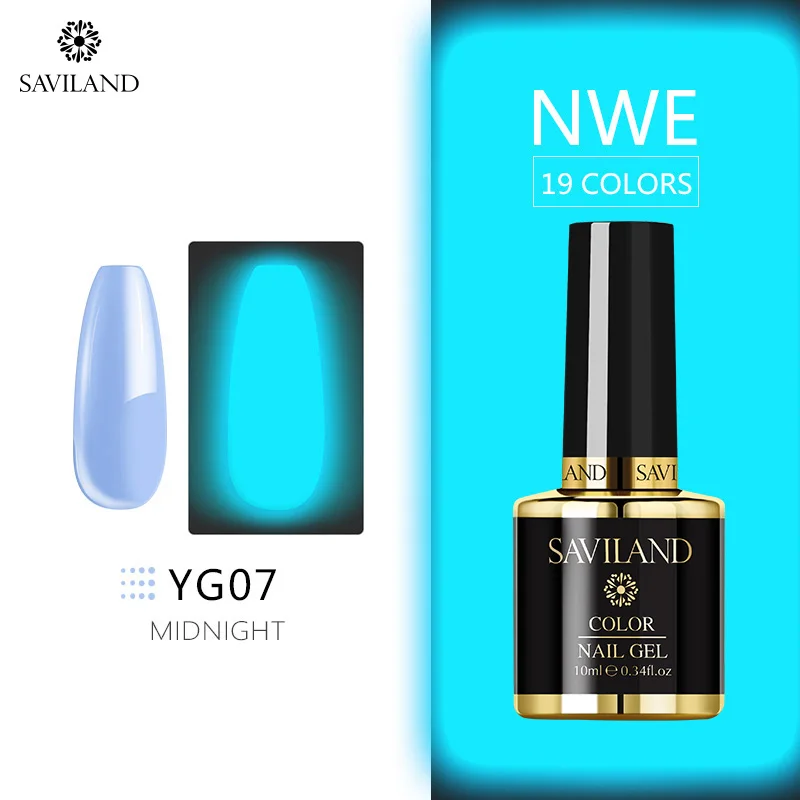 10ml YG07 Светящийся лак для ногтей SAVILAND, не протирает верхнее покрытие, 6 цветов, светящийся в темноте, Гель-лак для ногтей, отмачиваемый, УФ-Гель-лак, блеск в темноте - Цвет: 10ml YG07