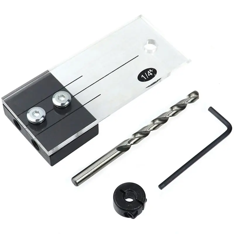 

Dowel Jig Acrylic Hardened Steel Pocket Hole Jig 1/4 Inch Drill Guide Locator