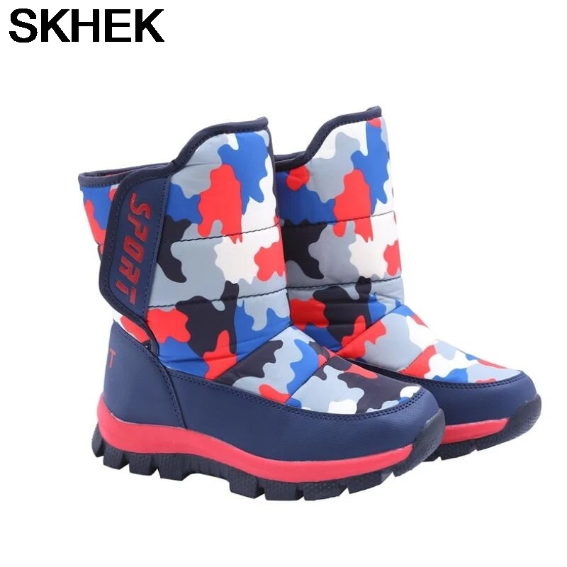 

SKHEK Children's Fashion Casual Winter Warm Fur Lined Snow Boots for Girls Waterproof Comfort Round Toe Flats Mid-Calf Boots