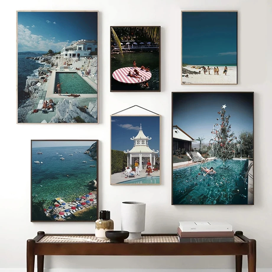 

Poolside Glamour 1970S Art Print By Slim Aarons Vintage Photography Poster Retro Wall Art Pictures Canvas Painting Home Decor