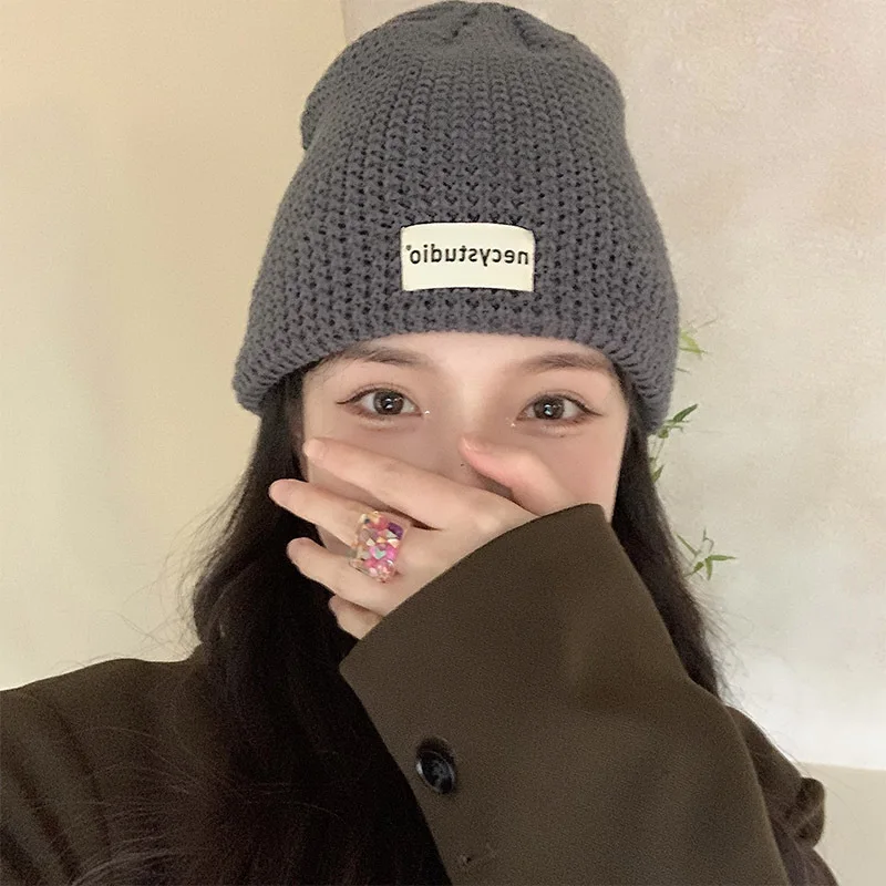 

шапка Unisex Letter Knitted Beanie Hat Women's Skullies Cap Winter Men's Warm Slouchy Crochet Hip-hop Hat Female Baggy Ski