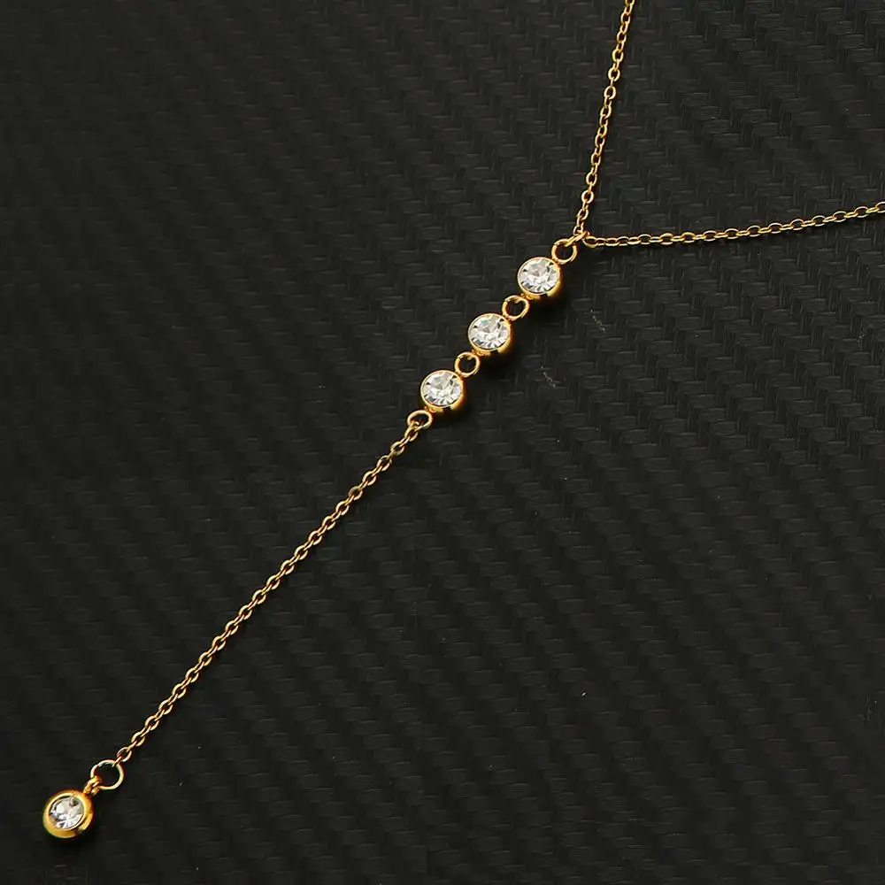 Тонкое ожерелье с подвеской-кристаллом женское цепочка-чокер из нержавеющей