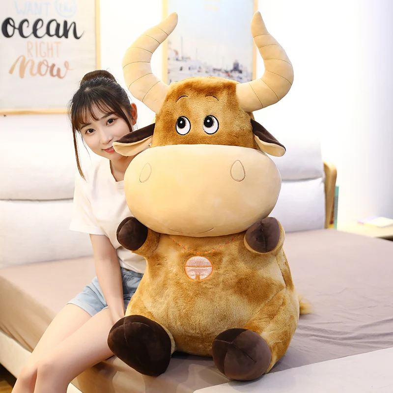

Nice Huggable New Cute Animal Cattle Stuffed Plush Toy Kawaii Soft Cow Pillow Doll Cartoon Zodiac Toys for Children boy Present
