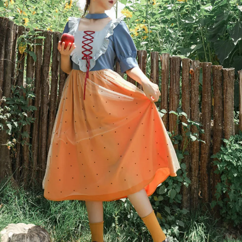 Винтажное элегантное платье Woomen квадратный воротник галстук с сеткой сказочное