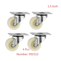 4 pcslot casters wholesale 1 5 inch fat caster height 5cm white pp nylon flat bottom movable universal trolley wheel