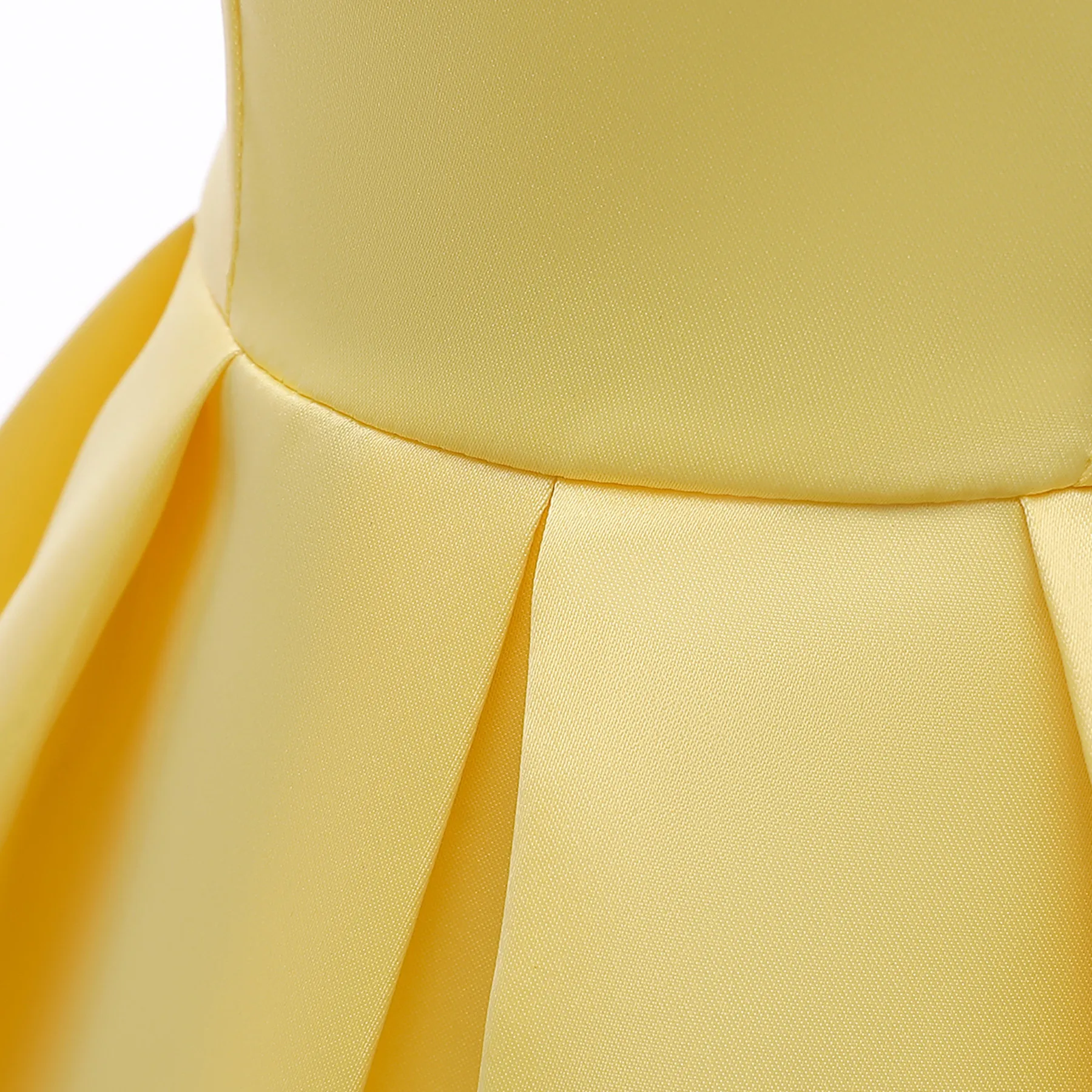 

Yellow Solid Summer Dress For Girls Ruffles Sleeveless Wedding party Dress Girls Clothing Eveving Party Costume Clothes With Bow