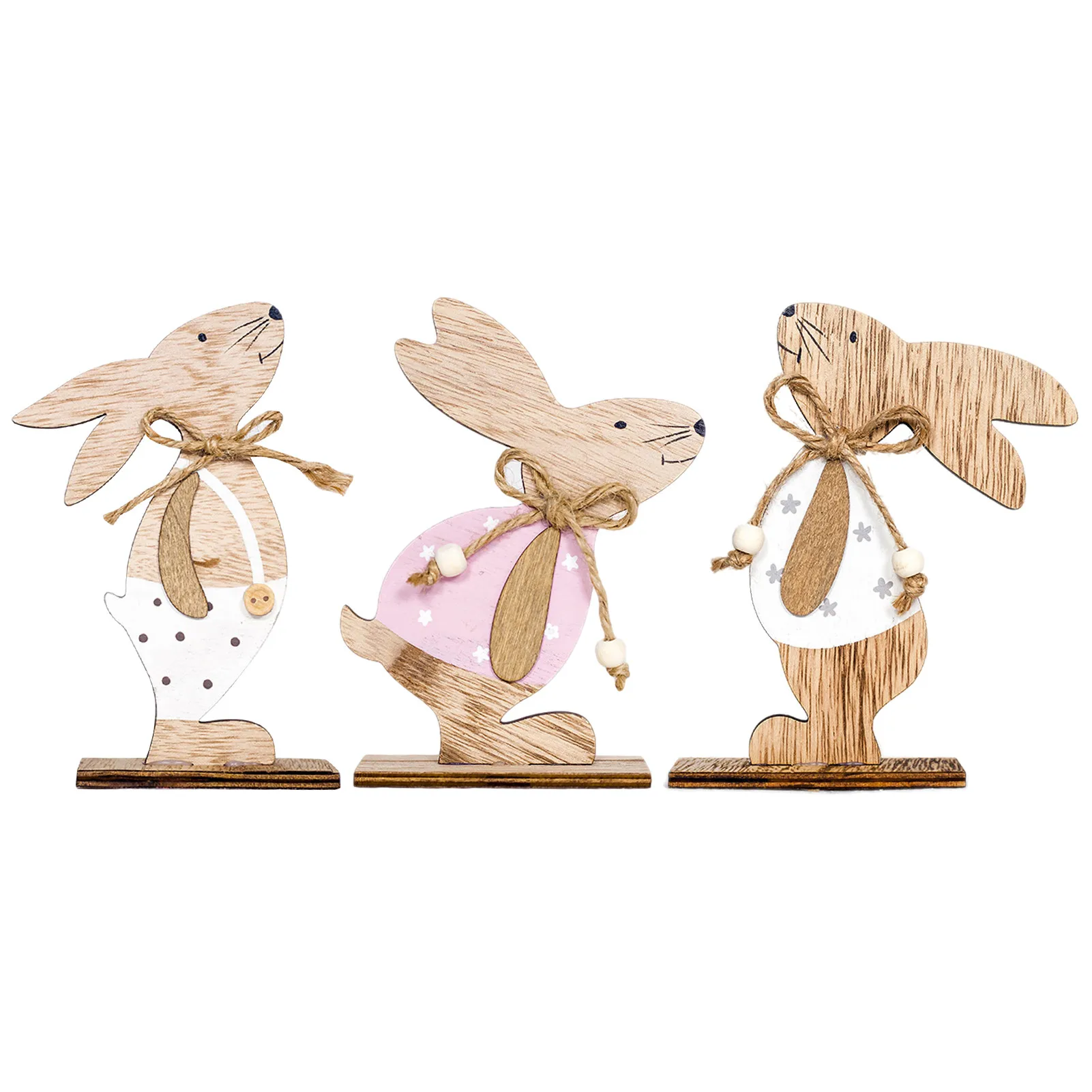 

Creative Easter Wooden Rabbit Decoration Desktop Decoration Nordic Ins DIY Bunny Easter Festival Supplies Wood Crafts