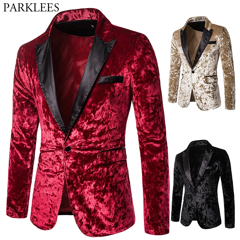 Red Corduroy Blazer Men One Button Mens Blazers Jacket Wedding Party Stage Performance Suit Masculino XXL | Мужская одежда