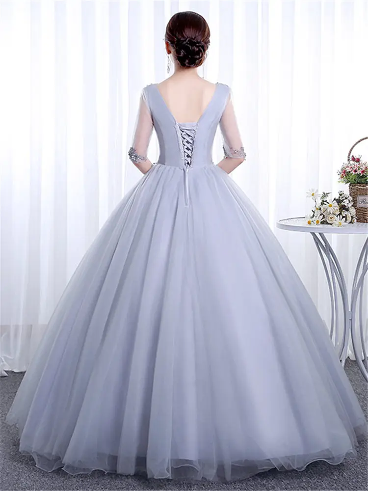 Это Yiya свадебное платье с коротким рукавом и аппликацией плюс размер Robe De Mariee v-образным вырезом элегантные свадебные тюлевые Бальные платья CH208