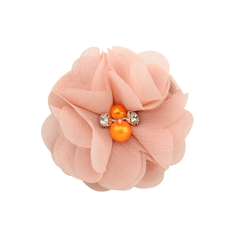 Заколки для волос с жемчужинами девочек детские заколки шифоновые Цветочные