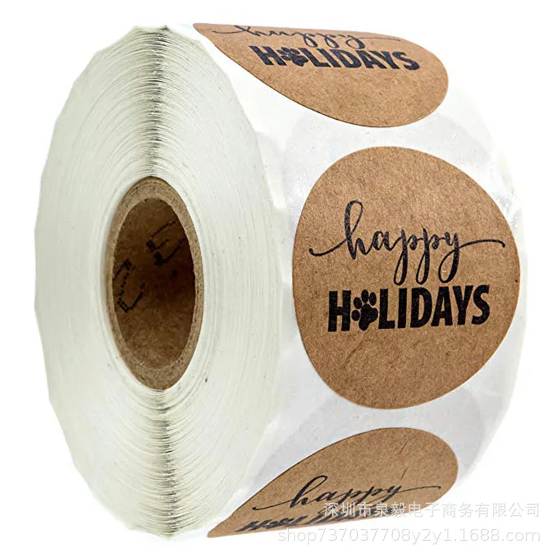 

1Inch Natural Kraft Paper Thank You Stickers seal labes Print gift Packaging stationery sticker 50-500pcs Labels