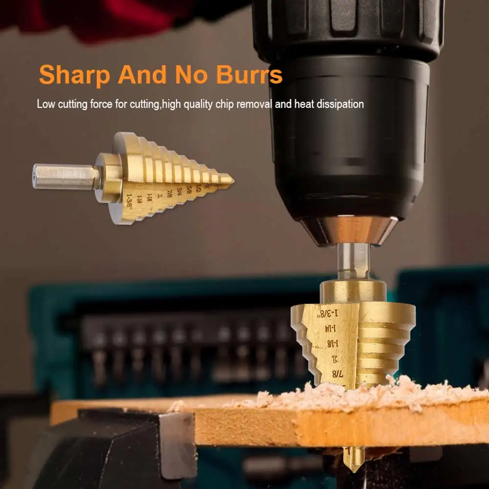 1/4 'Ƈ 3/8'' HSS ступенчатое сверло с титановым покрытием для сверления