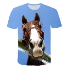 Модная футболка с 3D-принтом лошадей для мальчиков 2021, удобный летний топ для подростков с забавным принтом животных, футболка с коротким рукавом, одежда для мальчиков и девочек, топы