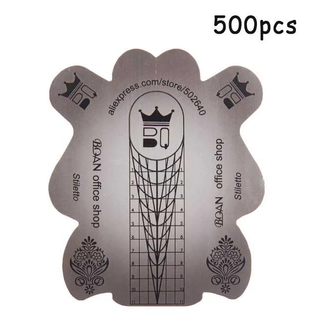 BQAN 500 шт./компл. форма для ногтей гель лак для ногтей формы для наращивания ногтей Инструменты для укладки волос Curl формы для Уход за ногтями DIY инструмент - Цвет: big gray 500pcs